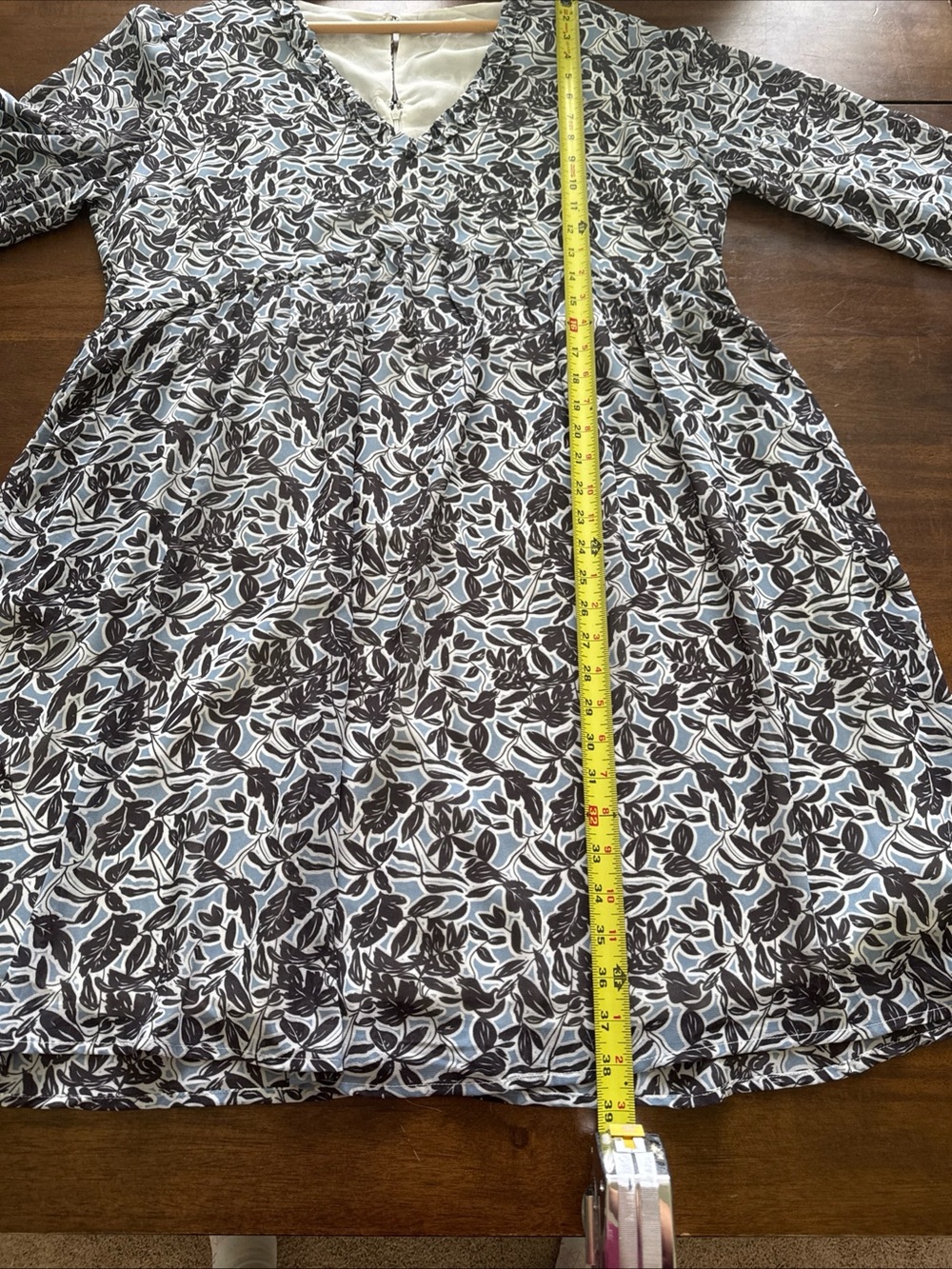 Chic Soul Dress Size 2X Knee Length Blue Floral Long Sheer Sleeve V Neck Plus - Picture 14 of 14
